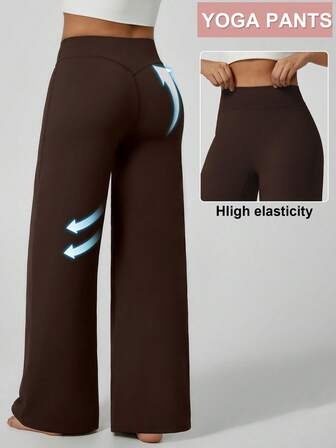 1件装 女士高腰直筒阔腿裤，运动裤