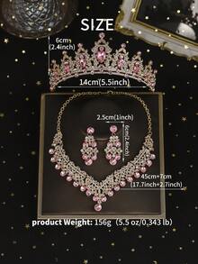 1件套女王皇冠头饰公主皇冠，适合女性和女孩佩戴，水晶头饰，适合新娘、公主在婚礼、派对、万圣节等场合佩戴。 - 粉色 - 查看 5