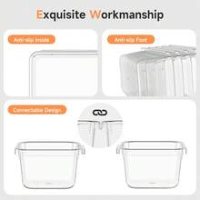 「5/7/14/18/24/26 Pc Clear Plastic Drawer Organizer Set - Durable PP Material」4 Sizes In Drawer Trays For Bathroom, Office, Kitchen Cabinet & Vanity Organizers, Desk Bins For Jewelry, Cosmetic, Utensil PP Construction For Back To School/Dormitory Storage & Festive Gift Ideas - 透明5pc抽屜收納盒 - 查看 7