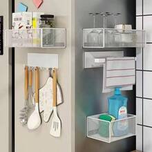 Magnetic Spice Rack, Refrigerator Grid Storage Rack, Wall-Mounted Refrigerator Storage Rack, Suitable For Kitchen And Living Room Condiment Storage - Multicolor - View 5