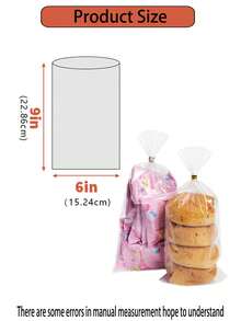 100/50pcs/Gift Bags With Ribbon Ties Transparent Gift Bags Candy, Cookie, And Party Gift Packaging Bags - Multicolor - View 8
