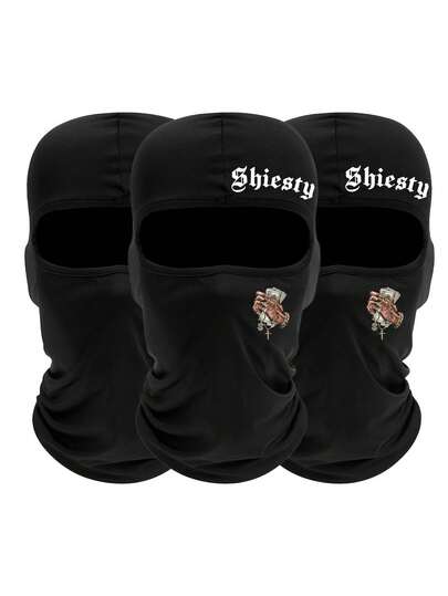1个/2个装男女通用“GHIEGTY”印花拉法帽面罩，适合旅行、徒步、滑雪、骑行等户外活动。