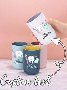Customizable Name Toothbrush Cup - Personalized Bathroom Cup With Cute Toothbrush Design,Non-Food Contact PP Material, Multi-Color Options - Ideal For Home, Travel, Or Gifts - Unisex For Men & Women, Toothbrush Holder, Travel Essentials, Playful Design, Highquality Plastic, Home Essentials, Fun Accessories,Travel Mug, Home Users - Multicolor - View 5
