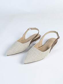 Thời trang nữ đa năng phối màu Giáng sinh & Năm mới Bộ đồ chân váy da mềm đế mềm cổ điển mũi nhọn, phù hợp với mọi mùa - Màu Khaki - Xem 3