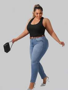 Women's Plus-Size Spring Summer Fall Vest 2-In-1 Vest Comes With Coaster I-Back Rib Casual Sports Base Yoga Vest - 黑色 - 查看 5