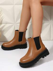 Botas de tobillo versátiles y de moda para el otoño/invierno, con suelas gruesas para uso casual y de viaje - Naranja - Ver 2