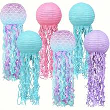 4pcs/5pcs Mermaid Theme Ocean Jellyfish Paper Lantern Set (Without Tassels And Lighting Film) - Multicolor - View 4