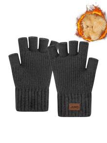 1 件女士冬季双层保暖内衬触摸屏手套，针织垂直条纹图案，温暖时尚的全指手套，适合寒冷天气，适合日常使用、派对、餐饮、骑自行车、旅行、写作和办公室