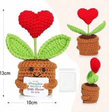 Großmutter Geschenk, Gestrickte Blumen + Karte + Organzasäckchen, Oma Geschenk für Geburtstag Muttertag Großelterntag Weihnachten Neujahr