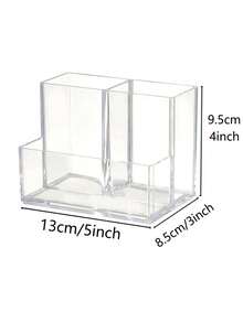 1pc Acrylic Transparent 3-Compartment Pen Holder, Desk Organizer Box, Suitable For Cosmetics And Stationery, Minimalist Multi-Function Desktop Storage - Multicolor - View 9