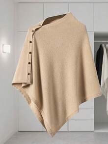 1pc New Oversized Shawl Collar Cardigan For Women, Fashion Versatile Loose Knit Poncho Sweater, Spring/Autumn For Dress - Multicolor - View 7