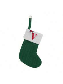 قطعة واحدة جوارب مصنوعة من الأكريليك مطرزة بشجرة وشخصية رجل الزنجبيل،ديكور منزلي لحفلة عيد الميلاد