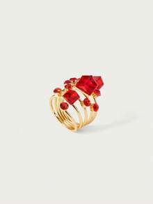Glisma Rhinestone Decor Wrap Ring - Red - View 4