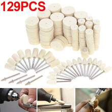 129Pcs Felt Polishing Buffing Pads Wheel Wool Plastic Rotary Kit Set - White - View 1
