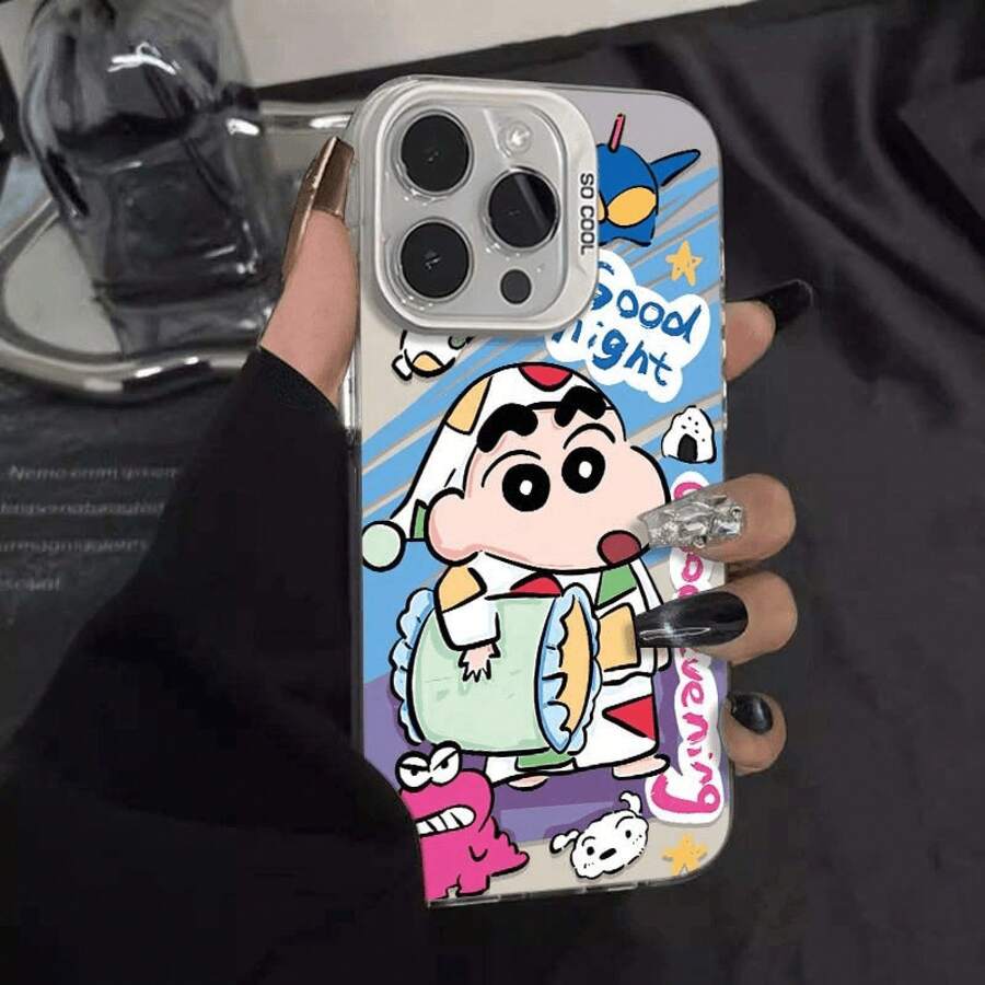 Pijamas de Graffiti Shin-chan Adecuados para Funda de Teléfono de Alto Valor Apple 15 Pro Max  16 Caricatura 14 Premium - Negro - Ver 1