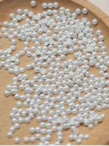 3D半珍珠美甲钻 - 2毫米 3毫米 4毫米 平底水钻，高光泽（200/500/800颗） - 白色 - 查看 13