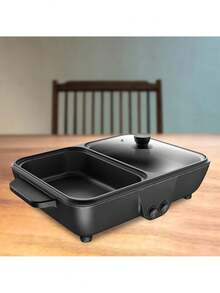 Electric Pot With Adjustable Temperature Grill, Non-Stick Inner Pot, Smokeless Cooking, Perfect For Gatherings With Friends At Home Or In The Student Residence. - Black - View 2