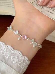 Cute Starry Cat Zirconia Bracelet, New Exquisite High-End Bracelet Gift - Multicolor - View 6