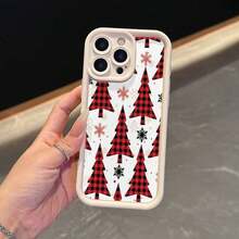Teléfono móvil Tree, diseñado con cuadros rojos y copos de nieve, adecuado para los modelos 16, 15, 14, 13, 12 y 11 Pro, hecho de material TPU y resistente a los golpes. Familia, amigos, niños, cumpleaños, vacaciones de invierno, novios, novias y regalos. - Marrón - Ver 10