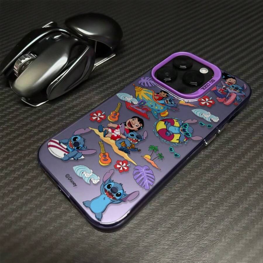 Miniso Disney Lilo & Stitch Phone Case With Tropical Beach, Surfing & Ukulele Pattern For IPhone 17 Pro Max/17 Pro/17 AIR/17 16, 15, 14, 13, 12, 11 Pro Max, X, XR, XS Max, 8, 7 Plus,Ideal For Holiday Gifting,The Girlfriend,Stocking Stuffers,For Iphone 17 Pro Max Case,Iphone 17 Pro Max Case,Iphone 17 Case. - 紫色 - 查看 1