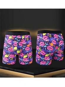 5-Pack Plus Men's Patterned Panties - Breathable, Quick Dry, Elastic Swimming Pants With Fun Graffiti Designs For Beaches And Sports - Mixed Color - View 5