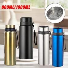 1L Thermal Water Bottle Keep Cold and Hot Water Bottle  for Water Tea Coffee Vacuum Flasks Stainless Steel  Bottle - Black - View 10