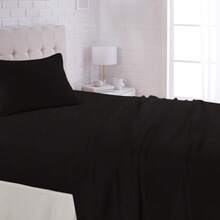 Basics Lightweight Super Soft Easy Care Microfiber Bed Sheet Set With 36cm Deep Pockets Single Black
