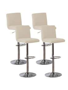 1 cái/2 cái/4 cái Vỏ bọc ghế quầy bar bằng lụa sữa trơn màu có thể tháo rời và giặt được, Vỏ bọc bằng polyester đàn hồi hiện đại chống bụi và chống bẩn cho gia đình, quán bar, khách sạn, câu lạc bộ, ghế xoay không tựa lưng - Màu be - Xem 11