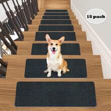 7/15pcs 19*45cm Rectangular Non-Slip Stair Treads, Plain, Self-Adhesive Anti-Slip Stair Mats, Suitable For Wooden Steps - 22x70cm Indoor Peel And Stick Carpet, Durable Stair Pads, Suitable For Elderly, Pets And Families, Relieve Foot Pressure - Multicolor - View 16