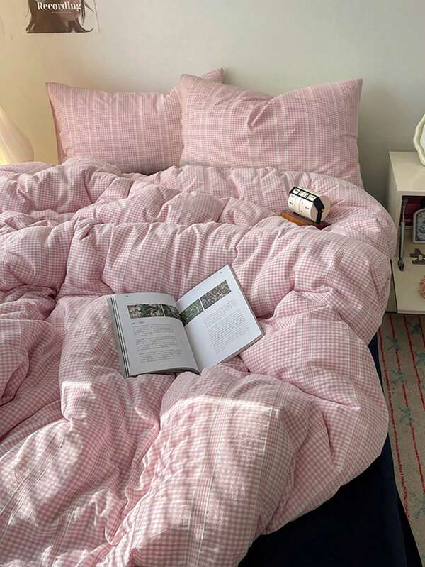 3 piezas Juego de Edredón a Rayas Vintage 100% Poliéster, 2 Fundas de Almohada + 1 Edredón (Sin Sábana)