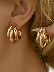 High-Quality Stainless Steel Hypoallergenic Golden Earrings, Anti-Fade, Comfortable And Versatile, Simple And Elegant, Fashionable Women'S Earrings For Daily Wear Or Parties, Jewelry Accessories, Are Exquisite Gifts For Women.