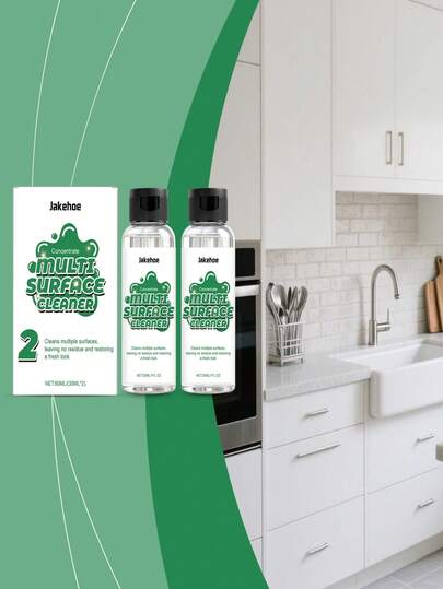 1pc 60ml Multi-Surface Cleaner Set. A Household Cleaning Agent For Decontaminating And Cleaning Surfaces Of Kitchen, Bathroom, And Washbasin. It Can Powerfully Remove Heavy Oil Stains, Specifically Eliminate Bacteria And Odors. Its Oil-Removing Power Is Fully Enhanced, Specializing In Tackling Stubborn Stains. It Is Easy To Use, Saving Time And Effort, And Is A Must-Have For Home Use.