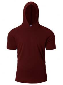3-Pack Men's Short-Sleeved Hoodies, Quick-Drying And Breathable, High-Quality Solid Color Hoodies, Men's Tops - 白+紅+黑 - 查看 4