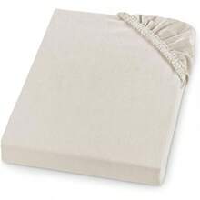 Sleepling Flannelette Fitted Sheet, Made In Germany, 100% Cotton, Mattresses Up To 23 Cm High, All-Round Elastic, Oeko-Tex, Washable At 60 ° C, 90 X 200 Cm, Light Blue - Cream - View 1