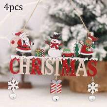 1 pièce/4 pièces/6 pièces Décoration de Noël en bois à suspendre à la porte, utilisée pour décorer les murs de la famille, les arbres de Noël. Cadeaux de Noël et du Nouvel An