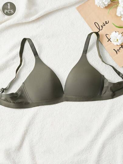 1 pièce Soutien-gorge sans fil confortable avec coupe en V et coque souple pour femme