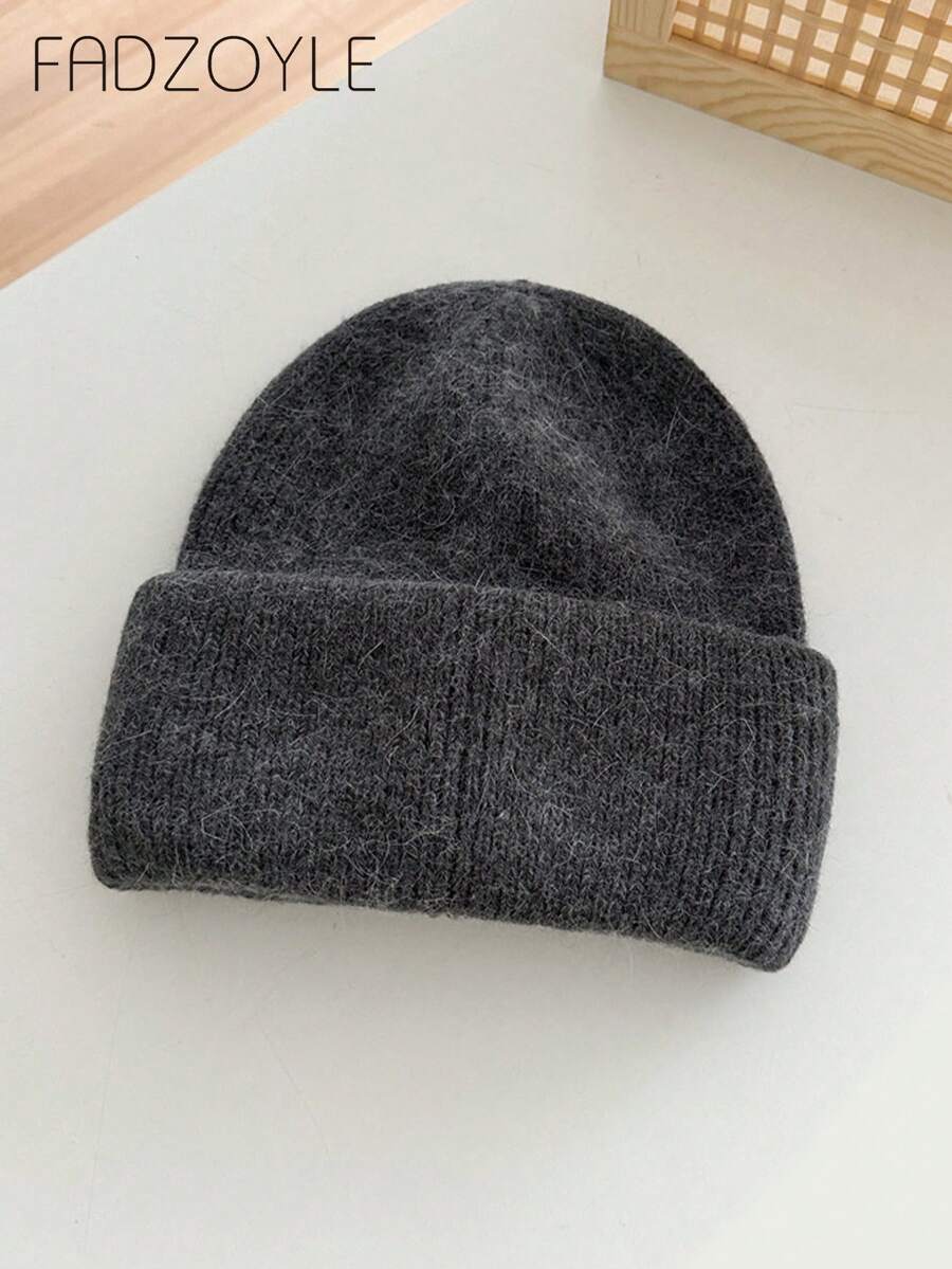 FADZOYLE 1顶女士针织翻边帽，柔软宽松保暖舒适冬季针织帽，男女通用成人滑雪跑步帽