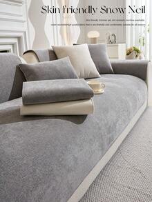 1个雪尼尔沙发垫 - 亲肤、宠物友好、可机洗，适用于1-4人沙发 - 淺灰色 - 查看 4