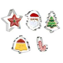 5pcs/Set, Christmas Theme Mold Set, Pentagram, Bell, Christmas Tree Biscuit Mold Set, Baking Mold, Pressing Stainless Steel Biscuit Mold Kitchen Accessories Christmas Decor Christmas Party Favors Christmas Party Supplies Christmas Party Merry Christmas Christmas Eve - Silver - View 8