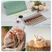 Interchangeabl<Wbr/>E Knitting Needle Set Wood Circular Crochet Hook 13 Sizes 4 Cables - như hình ảnh - Xem 6