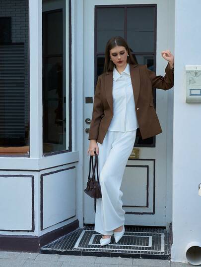 Blazer décontracté à col cranté et lien latéral pour femmes, convient pour le bureau et les déplacements, automne