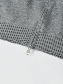 Women's Turndown Collar Zip-Up Cardigan Sweater, New Arrival, Korean Style, Loose Fit, Knitted Jacket, Autumn