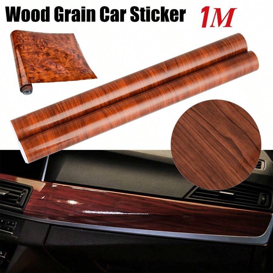Car Interior Wood Grain Sticker Textured Glossy Wrap Decal Sheet Vinyl Film DIY - 如圖 - 查看 1