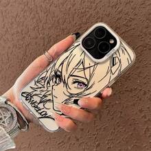 Funda de Teléfono Line Art Ayanami Rei Compatible con Apple 17  16 Pro Max Nuevo 15 Pro/14/13/12 - Plateado - Ver 2