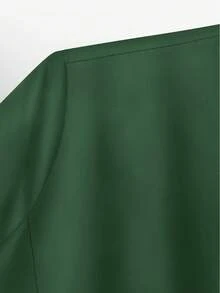 ملابس علوية قصيرة الأكمام بياقة على شكل حرف V، مناسبة لصالونات التجميل ومحلات الحيوانات الأليفة والملابس الرياضية اليومية مع جيوب متعددة - أخضر عسكري - مشاهدة 4