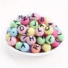 26 piezas - Cuentas de silicona redondas con letras, adecuadas para hacer joyería, adornos, decoraciones navideñas, accesorios de pendientes navideños, regalos para mujeres, regalos de Navidad, regalos de Acción de Gracias. - 26 piezas-yuanzimu-huangse - Ver 6