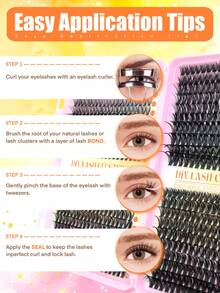 800 piezas Juego de extensión de pestañas DIY mixto, alta capacidad de pestañas individuales, estilos mixtos 30D/40D/50D/60D, efecto rizo D de 9-16 mm, natural ligero y suave, de larga duración. El juego incluye pegamento para pestañas, pinzas y cepillo para pestañas. - Negro - Ver 8