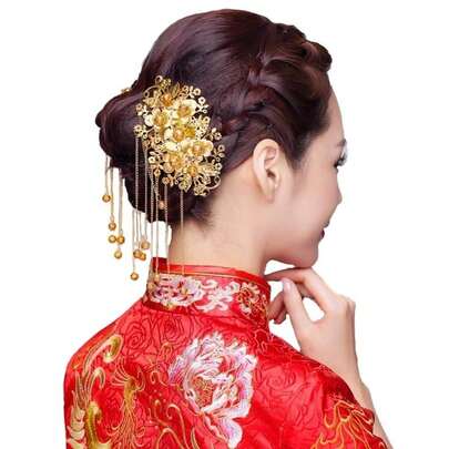 Vintage Hair Crown Hanfu Decoration Handmade Hairpin Tassel Hair Fork Bridal Jewelry Chinese Style Headdress Wedding Hair Accessories