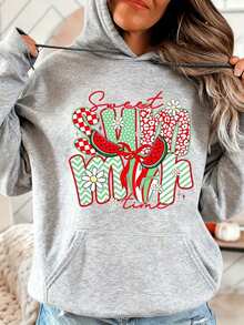 Cute Summer Print Hoodie Sweet Summer Time Watermelon Daisy Pattern Women Casual Wear For Beach Vacation Outing - Grey - View 1