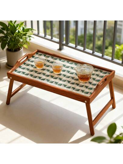 Wood Bed Tray Tafel Folding Legs les Portable Laptop Bureau Breakfast Sofa Multi Snack Work Station 19.7x11.8 Bruin view 6